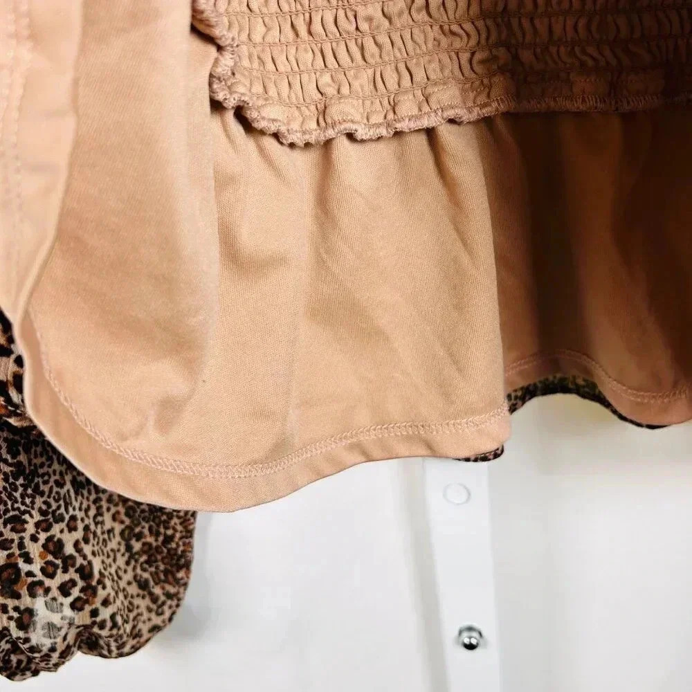 1. State Size Medium Leopard Top Blouse Ruched Ruffle - Picture 7 of 8